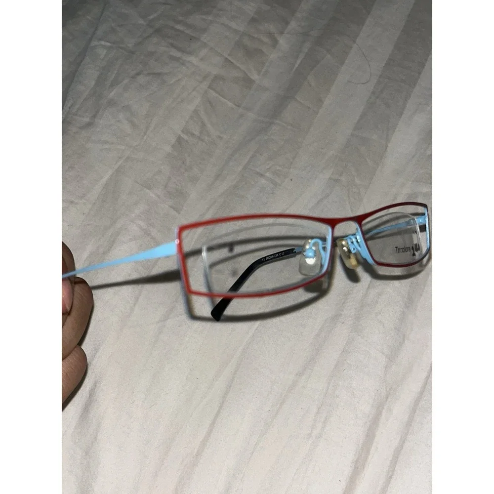 Vintage RK Design Vintage Schwarz Rot halbrand Brille Brillengestell NOS